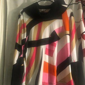 Rebound women Junior Plus 2X Multicolored Cowl Neck Top